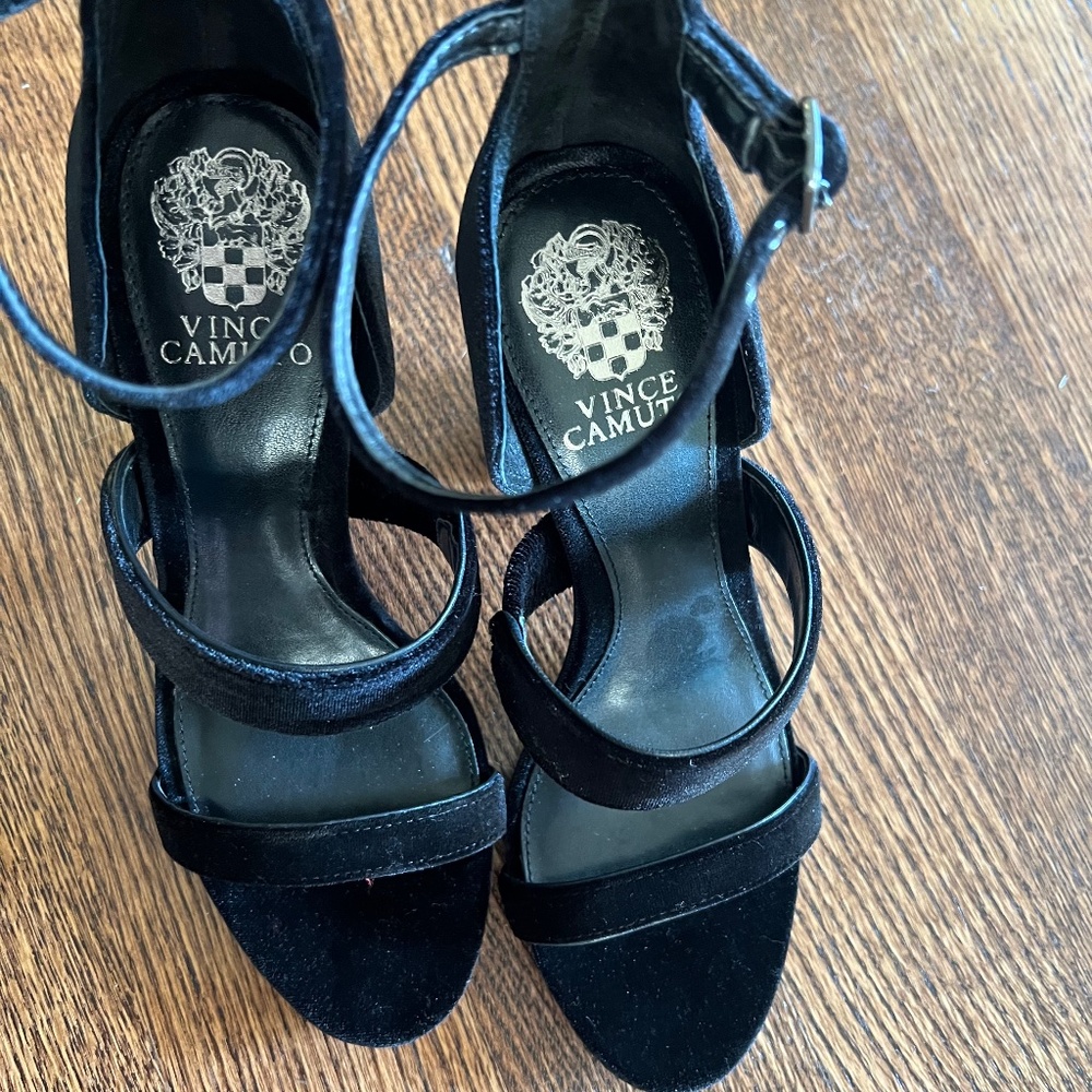 Black suede heels